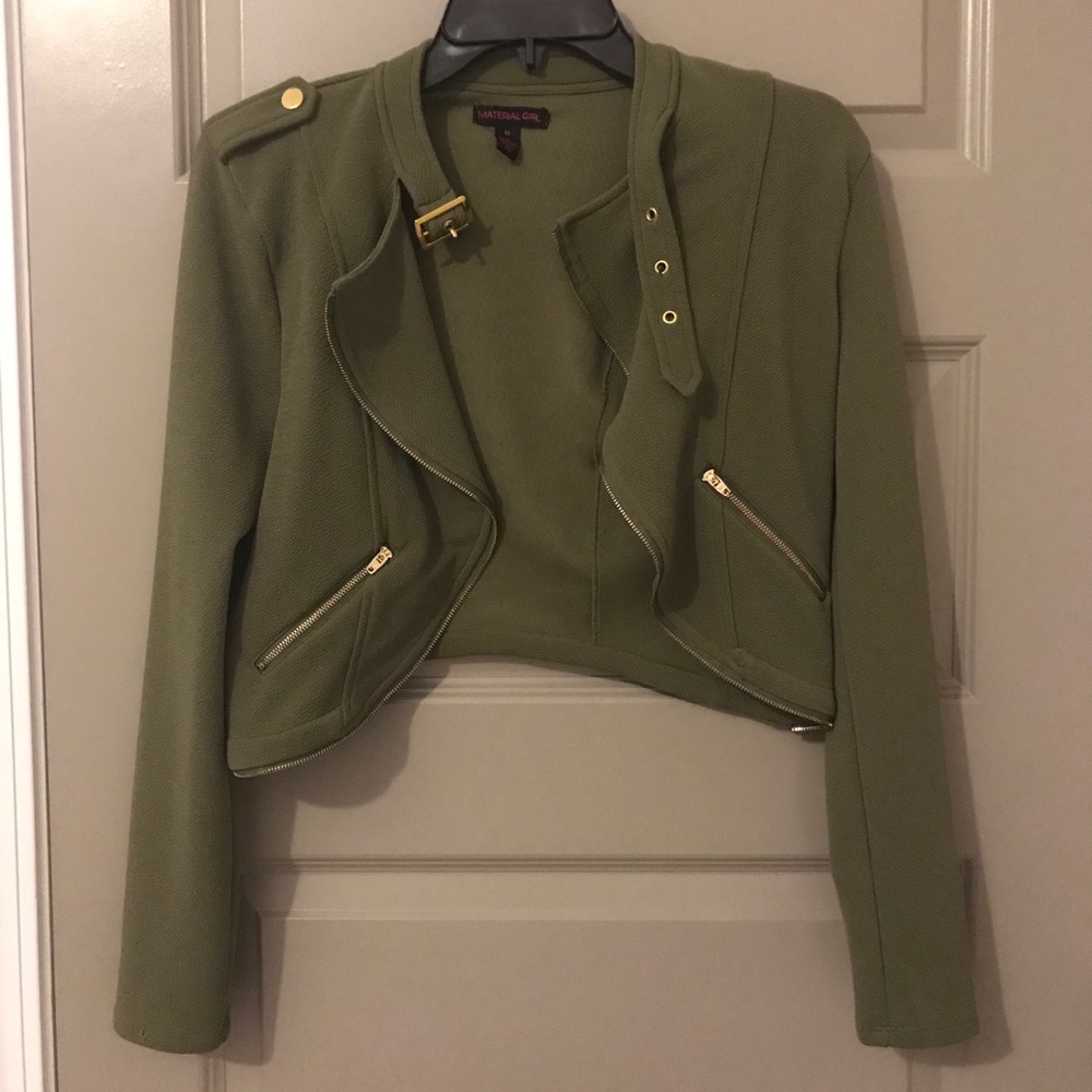 Crop jacket with lined gold zipper